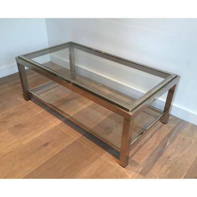 Chrome Coffee Table With 2 Shelves