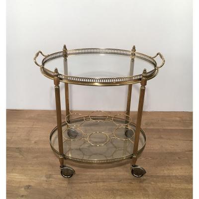 Neoclassical Rolling Table Oval Brass. Around 1940