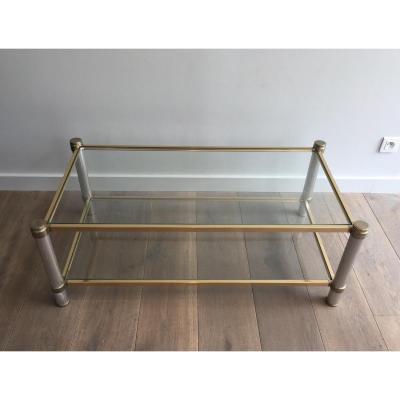 Vandel Coffee Table Chrome And Gilded With Fluted Feet