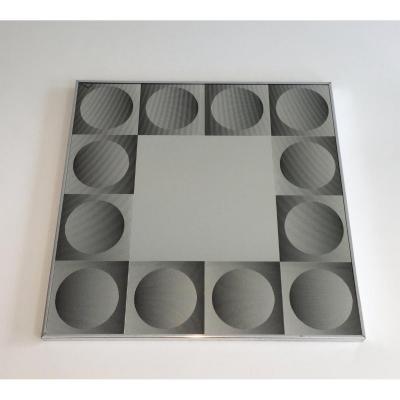 In The Style Of Victor Vasarely. Optique Art Mirror (damaged In A Corner). Vers 1970