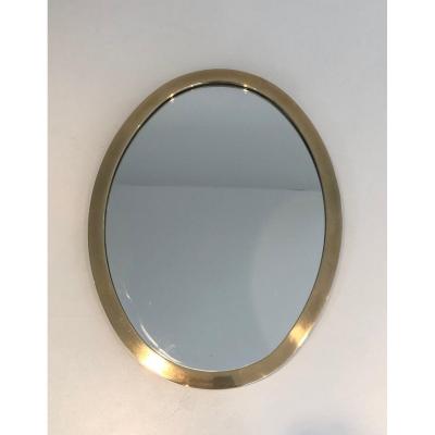 Small Oval Brass Mirror. French. Circa 1970