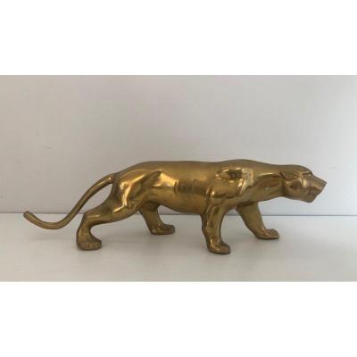 Brass Tiger Sculpture. French. Circa 1970