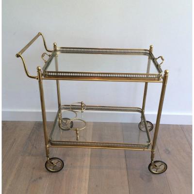 Neoclassical Style Brass Drinks Trolley With Removable Trays. French. Circa 1940