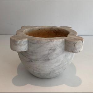 Important Carrara Marble Mortar. French. 18th Century