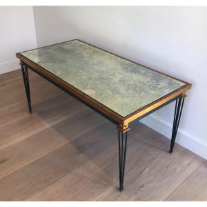 Painted And Gilt Steel Coffee Table. French Work In The Style Of Jacques Quinet. Circa 1940