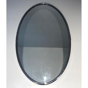 Chromed Oval Mirror In The Art Deco Style. French. Circa 1970