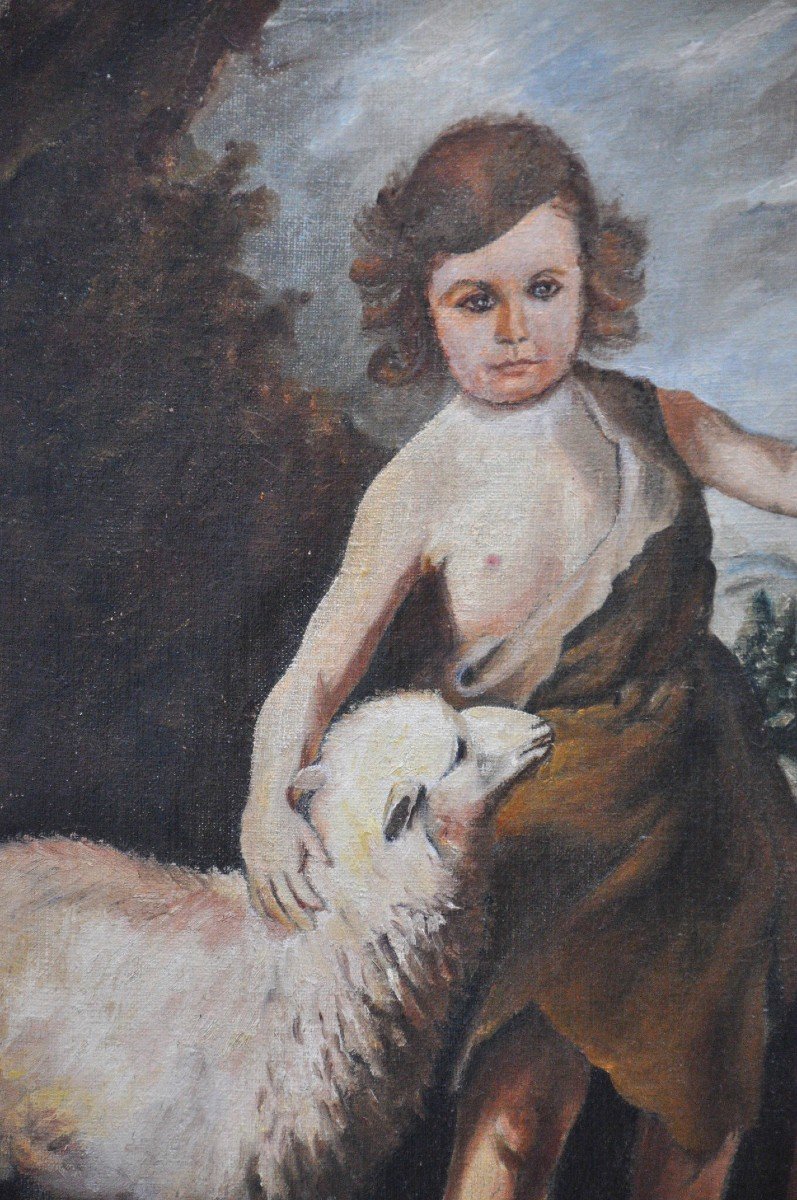 The Little Shepherd Oil On Canvas Late 19th Century French School-photo-2