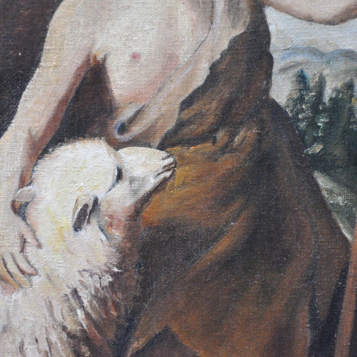 The Little Shepherd Oil On Canvas Late 19th Century French School-photo-3