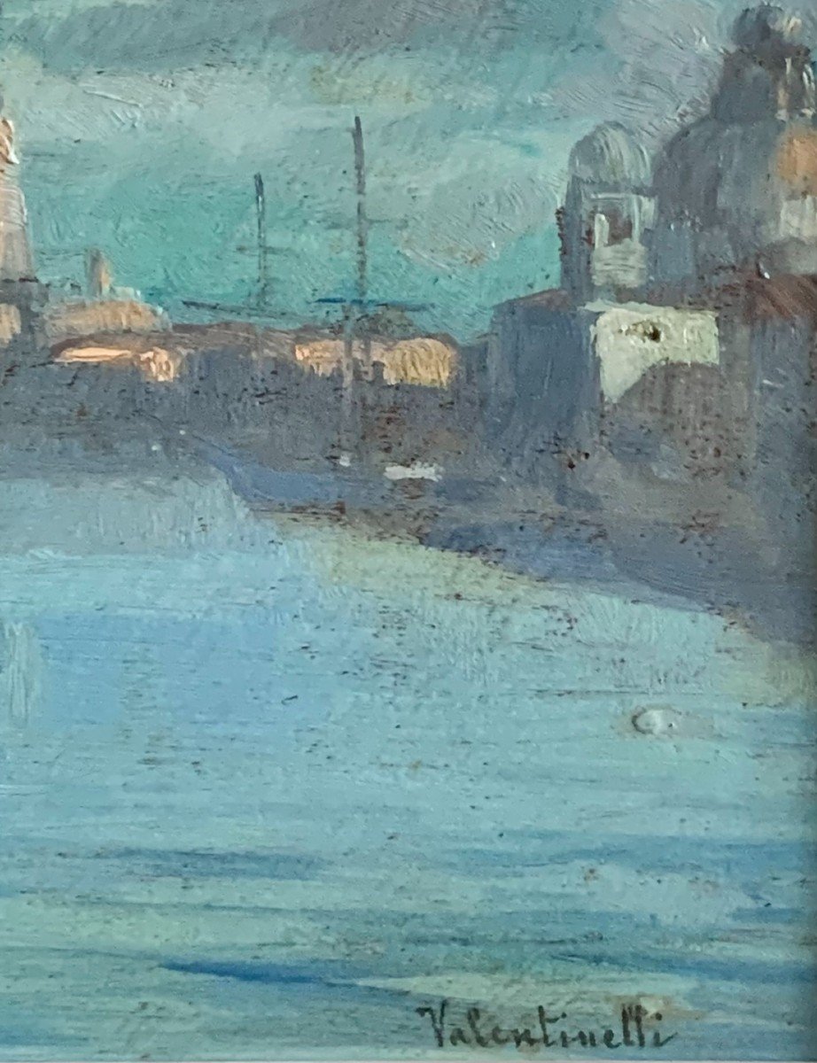 Venice. Oil On Panel 20th Century Signed Valentinelli-photo-1