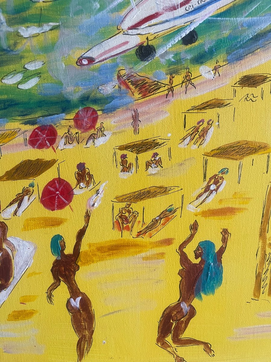 "martinis On July 14 In St Tropez" Signed Jean Wallis 1938-2020-photo-4
