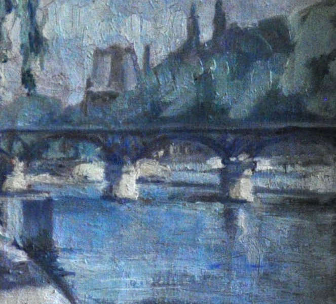 Ponts De Paris Oil On Canvas Signed Albert Maurice Dekorte Twentieth Century-photo-4