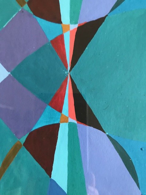 Geometric Composition, Gouache On Paper, XXth Century-photo-2