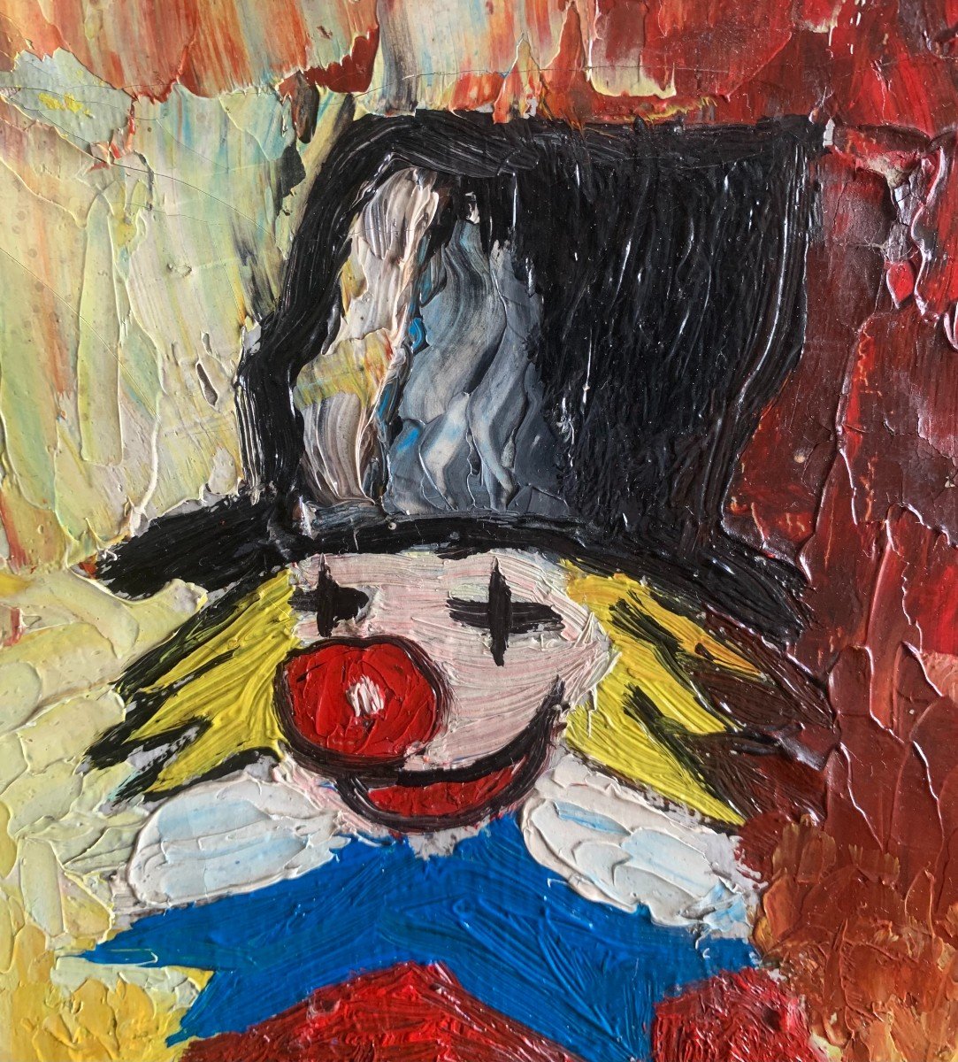 Auguste Or The Awkward Clown Oil On Canvas Circa 1940-photo-3