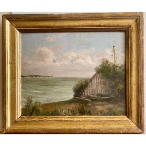 Talmont Sur Gironde Oil On Cardboard Early 20th