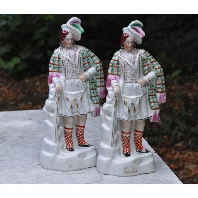 Sir William Wallace Pair Of Figures In Staffordshire Circa 1880 England XIXth Century