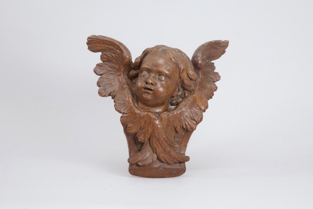 18th Century Oak Angel Head