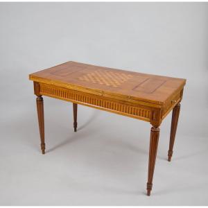 Petite Table De Jeux Grise Et Bois - WOGRSTOL - Bellamy