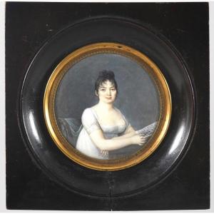 Portrait Miniature Dans Le Genre De Juliette Récamier