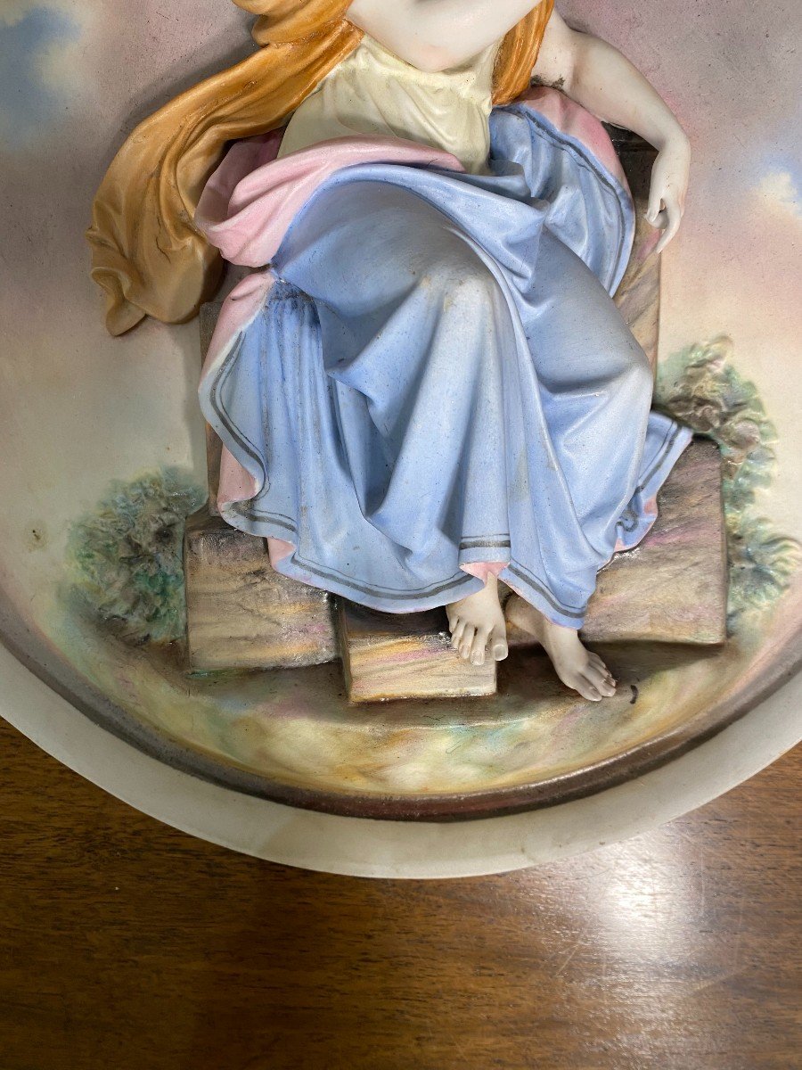 Porcelain Plate Painted Allegory Of Justice XIXth Century-photo-4