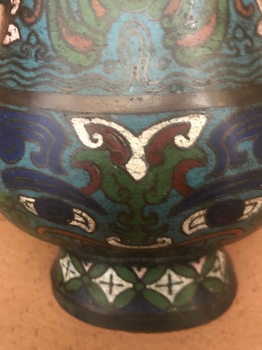 Covered Pot With Cloisonné Enamel Handle, China Late 19th Century-photo-2