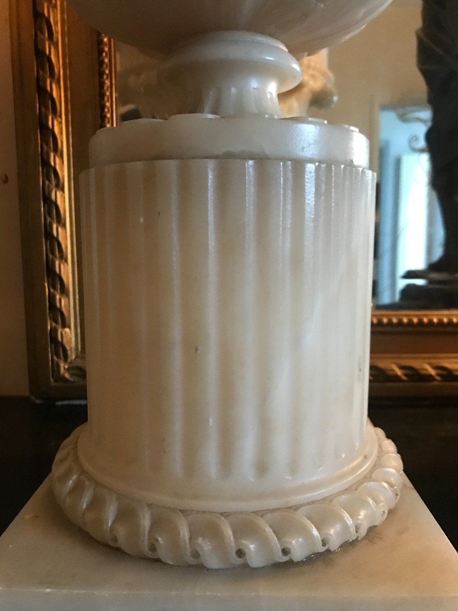 Carved Alabaster Covered Vase In Neo-classical Style Early 19th Century-photo-4