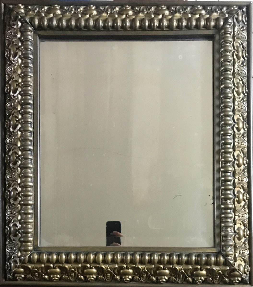 miroir en laiton repoussé de style Renaissance époque Louis Philippe 