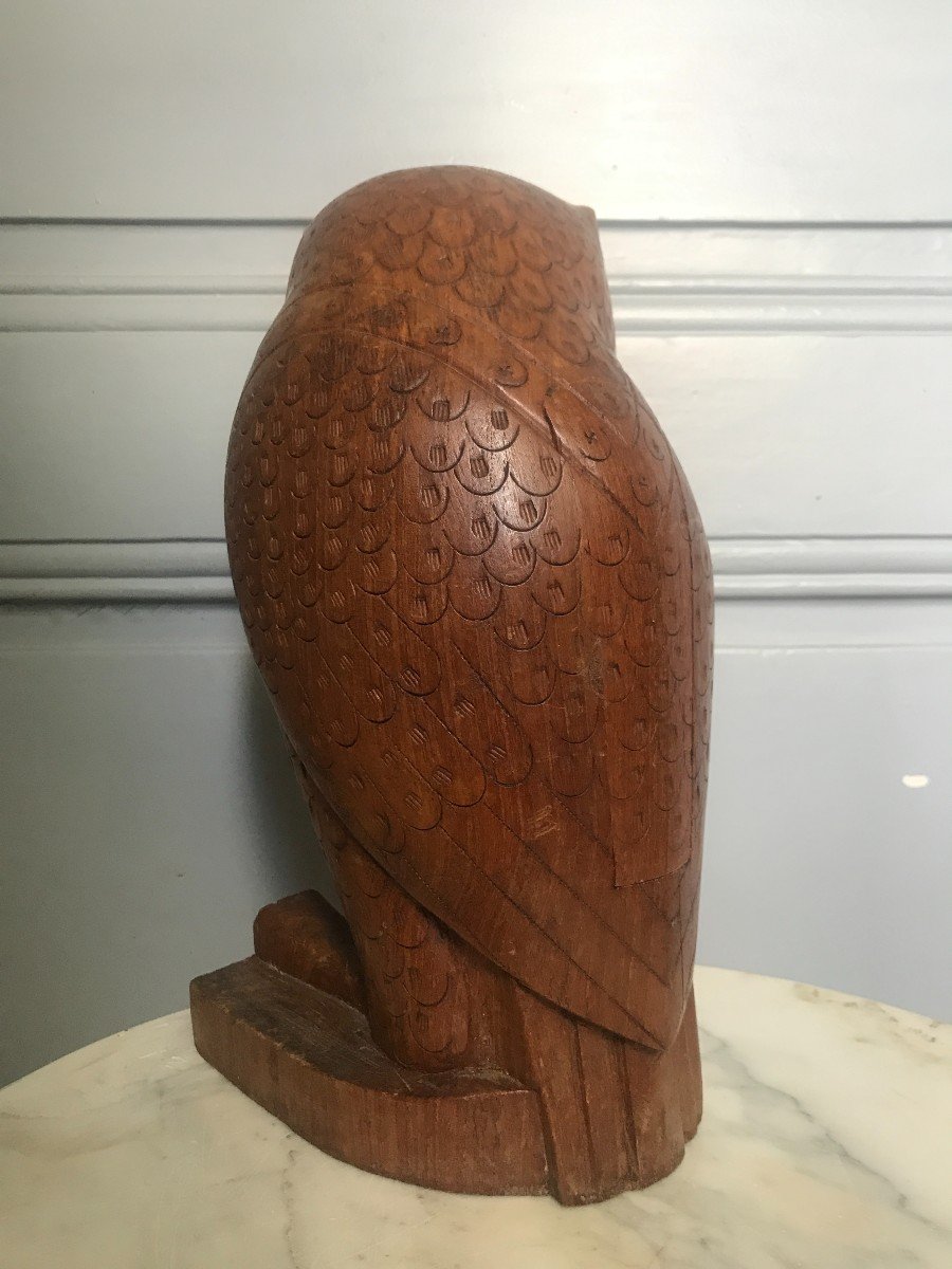 Mahogany Sculpture The Owl Around 1960-photo-4