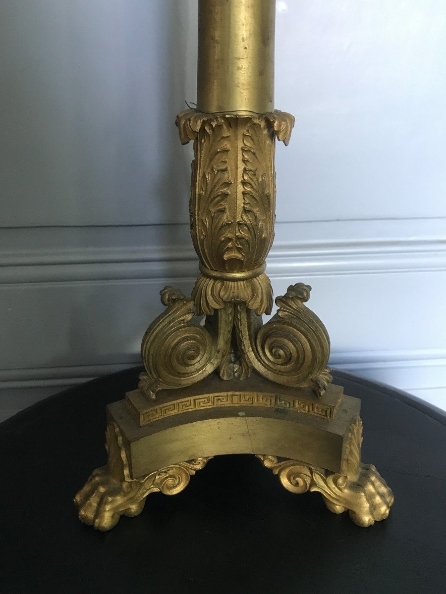 Large Candelabra In Gilt Bronze From The Restoration Period Mounted As A Lamp-photo-2