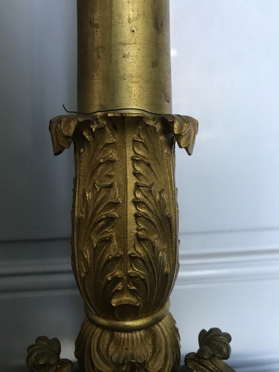 Large Candelabra In Gilt Bronze From The Restoration Period Mounted As A Lamp-photo-2