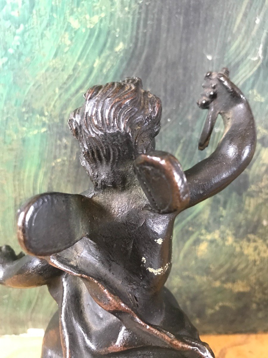 Bronze With Brown Patina Representative Cupid 18th Century-photo-3