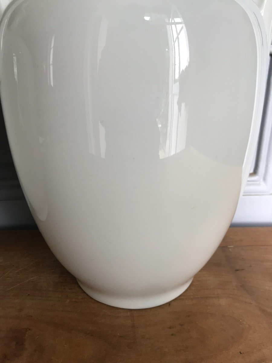 Pair Of Art Deco Period Vases In White Limoges Porcelain-photo-3