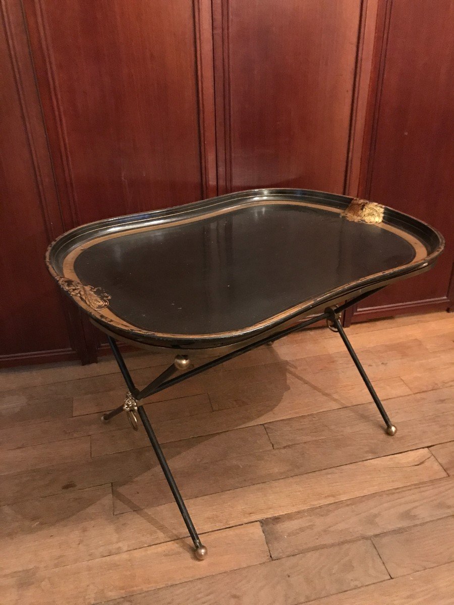 Bronze Coffee Table And Sheet Metal Top Maison Jansen Year 1950-photo-2