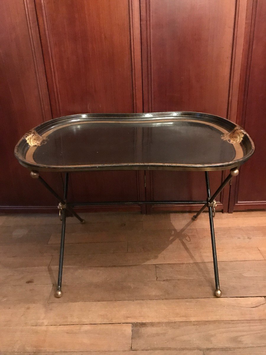 Bronze Coffee Table And Sheet Metal Top Maison Jansen Year 1950