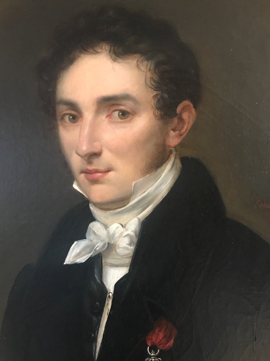 Painting Portrait Of A Man In The Legion Of Honor Signed Antoine Guillaume Schmitz Dated 1828-photo-3