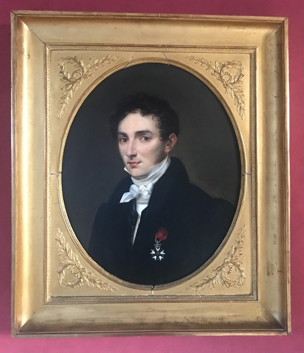 Painting Portrait Of A Man In The Legion Of Honor Signed Antoine Guillaume Schmitz Dated 1828