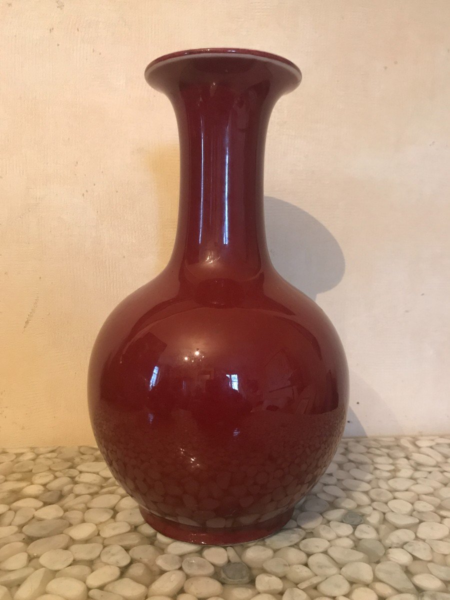 Chinese Ox Blood Porcelain Vase, 19th Century