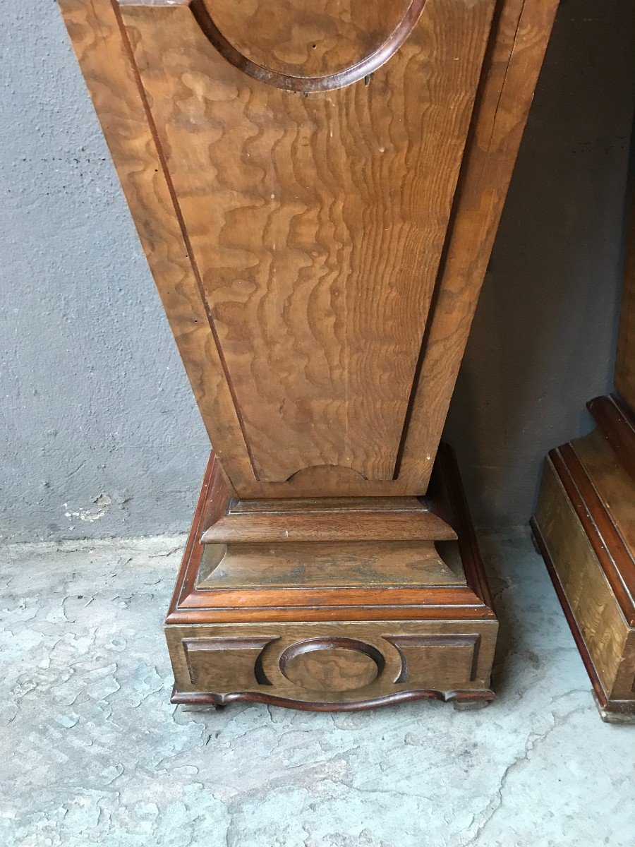 Pair Of Bedside Tables In Burl Walnut With Marble Top, Louis Philippe Period-photo-2