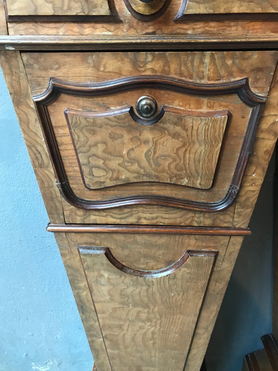 Pair Of Bedside Tables In Burl Walnut With Marble Top, Louis Philippe Period-photo-3