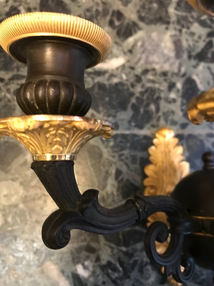 Pair Of 4-arm Bronze Wall Lights From The Restoration Period-photo-3