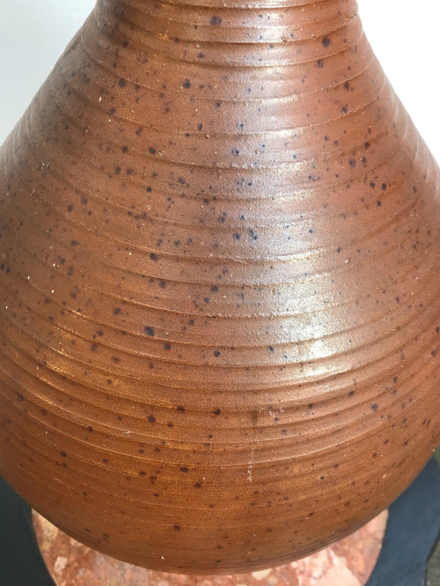 Imposing Brown Sandstone Lamp Base Saint Amand En Puisaye Circa 1970-photo-3