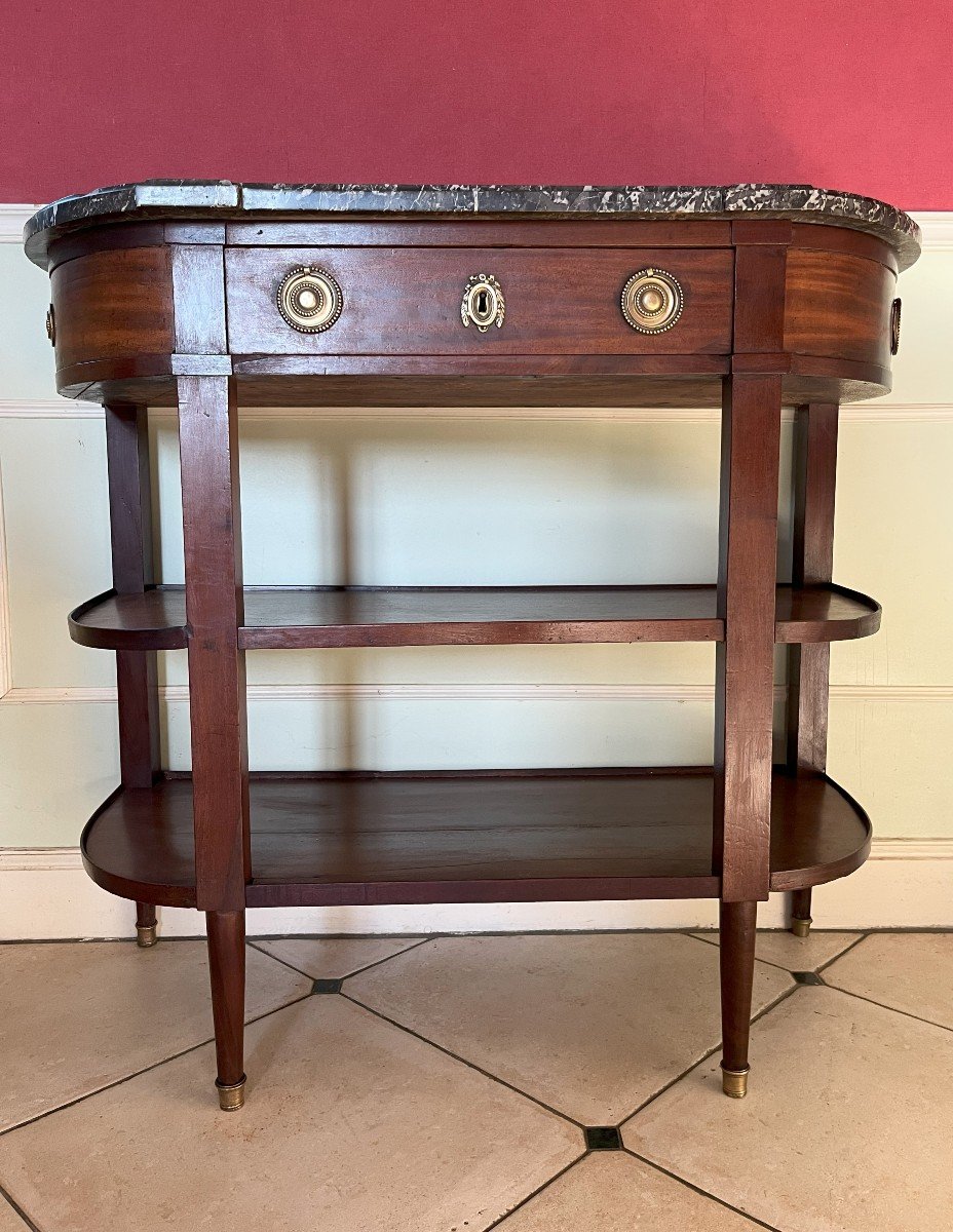 Console Demi Lune En Acajou Dessus Marbre époque Directoire