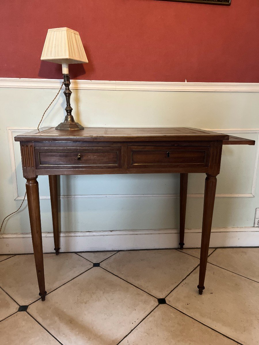 Table Bureau De Style Louis XVI En Placage d'Acajou-photo-2