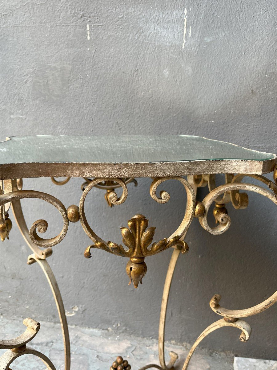 Pair Of Side Tables With Wrought Iron Mirror Top, 1940s-photo-3