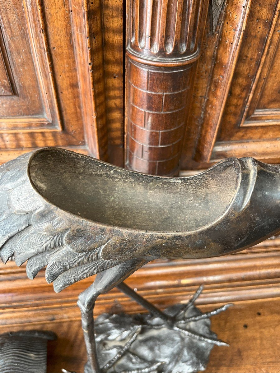 Bronze Incense Burner Representing A Crane, Japan, 19th Century-photo-2