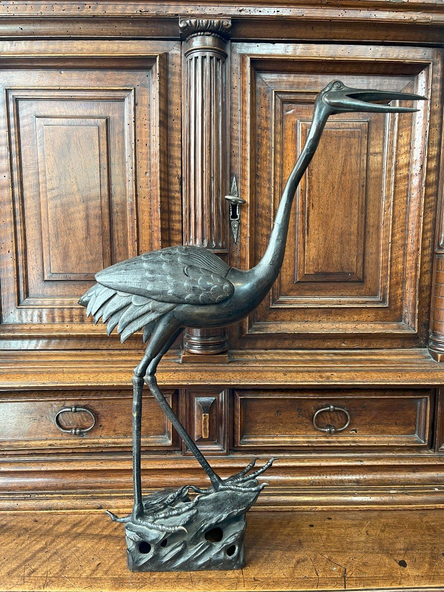 Bronze Incense Burner Representing A Crane, Japan, 19th Century