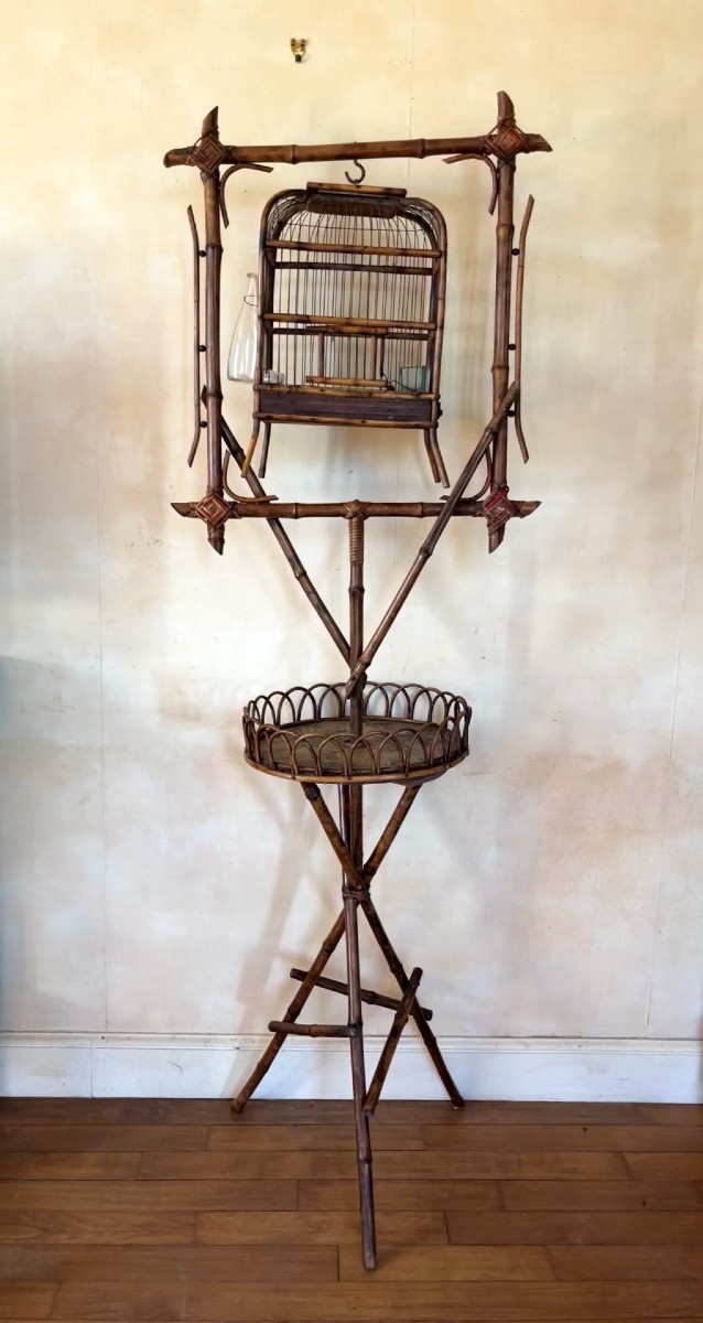 Rotating Bamboo Birdcage, Early 20th Century