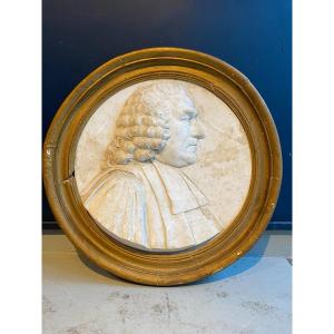 Large Plaster Medallion Representing An 18th Century Magistrate