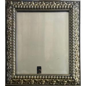 Renaissance Style Embossed Brass Mirror From The Louis Philippe Period