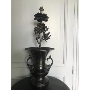 Japanese Bronze Vase Mounted As A Lamp Edo Period