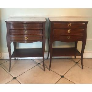 Pair Of Louis XV Style Mahogany Living Room Tables Or Reading Lights